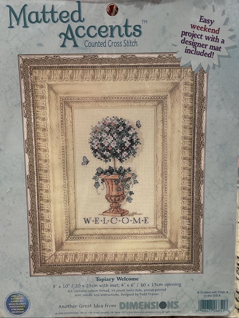 Dimensions Matted Accents "Topiary Welcome" Counted Cross Stitch Kit